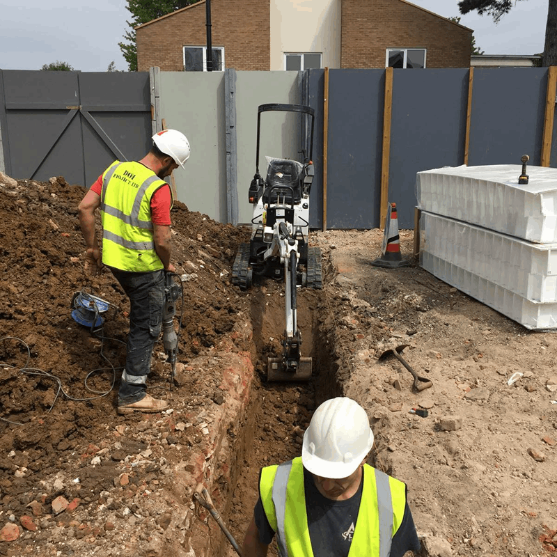 excavations for the foundations of a new house carried out by groundworks contractors London