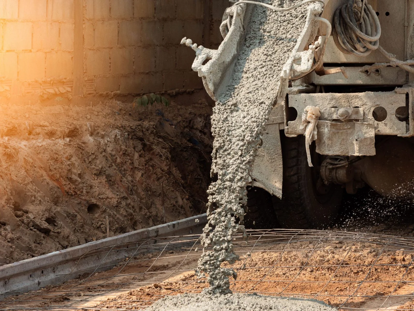 pouring the foundations for a new house by groundworks contractors London